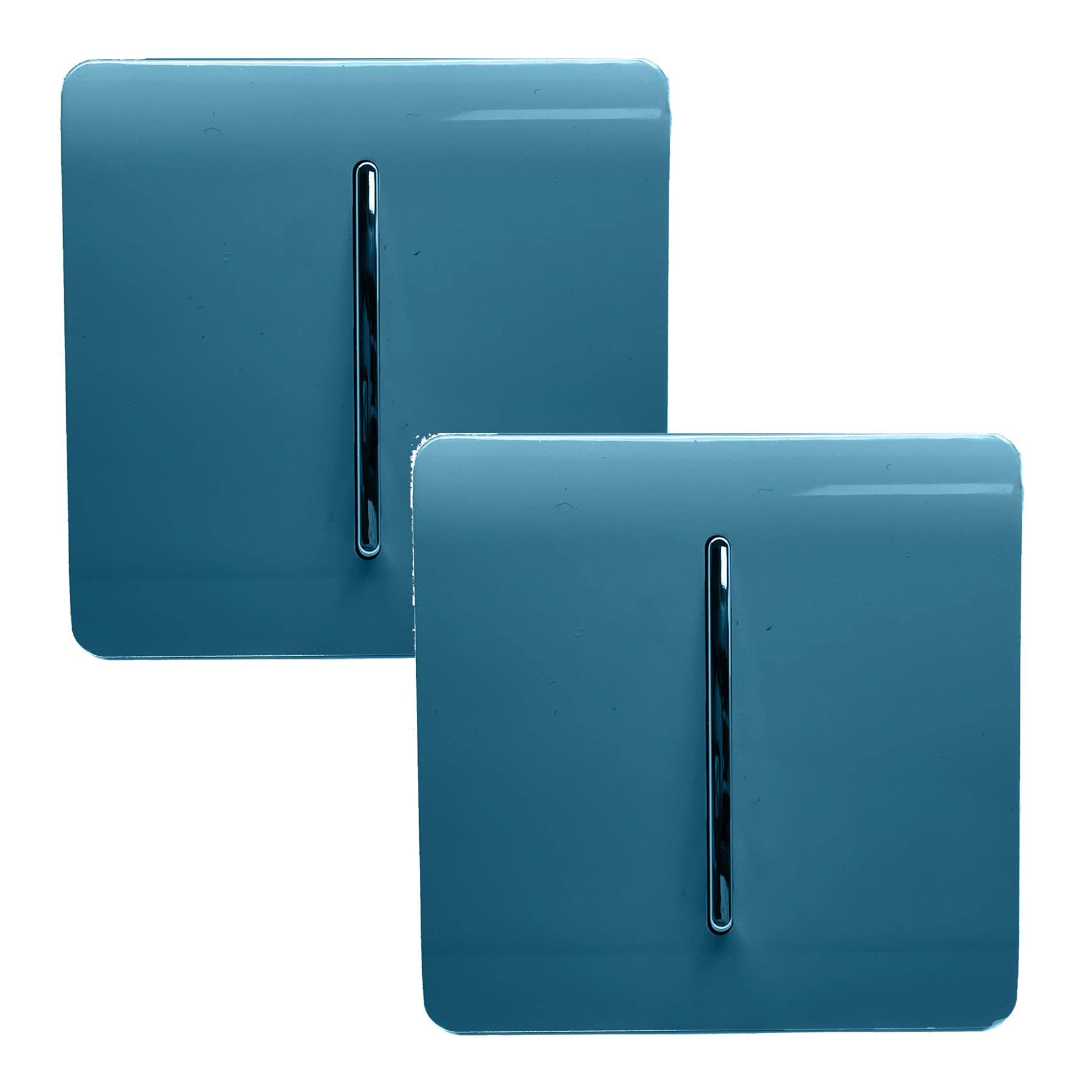 Trendi 1 Gang 2 Way Artistic Modern Glossy 10 Amp Rocker Tactile Light Switch Ocean Blue (2 Pack)