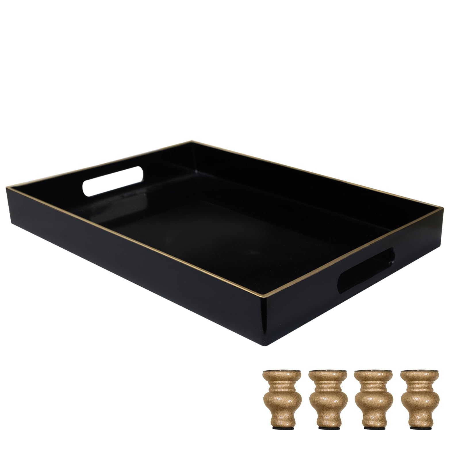 Rectangle Display Tray MAONAME Black Display Riser Decorative Tray, 2 in 1 Pedestal Stand ...