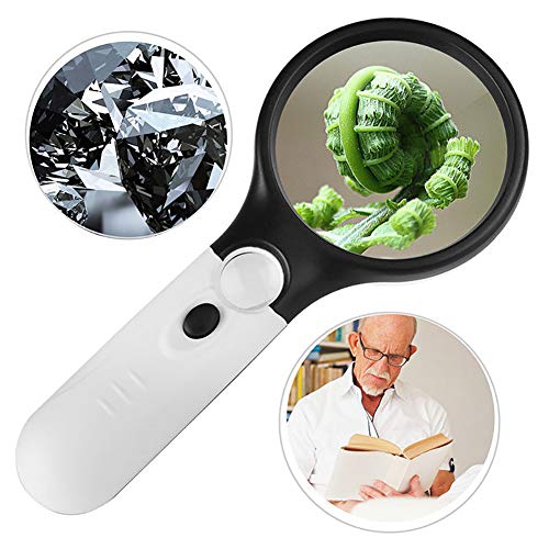 Microscopes & Endoscope,Maserfaliw Magnifier,Beileshi 3X 45X Handheld 3 LED Light Magnifier Reading Magnifying Glass Loupe