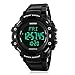 SKMEI Men Digital Sports Watches with Heart Rate Monitor, Pedometer Calorie Military Waterproof Wristwatch for Men Boys - Black