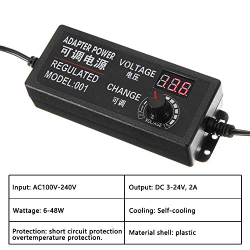 YETAIDA 3-24V 2A Adjustable AC/DC Power Adapter, 50-60hz Multi Voltage Power Supply for Household El - //coolthings.us