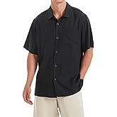 LUXSTITCH Men's Silk Button Down Shirts Short Sleeve Casual Tropical Holiday Hawaiian Shirts