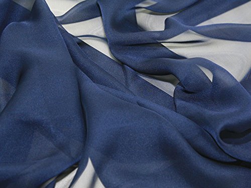 CHIFFON FABRIC SHEER 60" - By The Yard- BRIDAL, FORMAL WEAR, HOME DECOR - NAVY