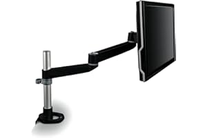 3M Single Monitor Mount, Adjustable Monitor Arm, for Monitors Up to 30lbs, Clamp or Grommet Mounting