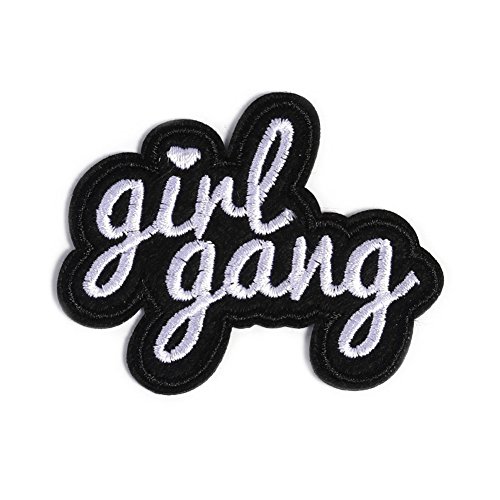 XUNHUI 6Pcs Girl Gang Words Patch for Clothing Iron on Embroidered Sew Applique Cute Patch Fabric Clothes Badge DIY Apparel Accessories