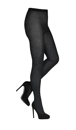 CRÖNERT Strumpfhose Strickstrumpfhose kleine blaue Punkte auf grau