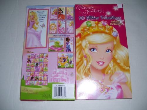 30 Princess Jeweliette Clitter Valentines Day Cards With 35 Stickers