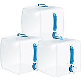 Reallnaive 3 Pack Collapsible Water Container with Spigot, Foldable Camping Water Container Portable Camping Storage Carrier Jug for Outdoors Hiking Emergency Kit Backpack(Blue,5.3 Gallon)