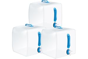 Reallnaive 3 Pack Collapsible Water Container with Spigot, Foldable Camping Water Container Portable Camping Storage Carrier Jug for Outdoors Hiking Emergency Kit Backpack(Blue,5.3 Gallon)