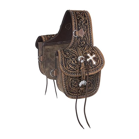 Tough-1-Western-Saddle-Bag-Antique-Tooled-Leather-Brown-61-9940