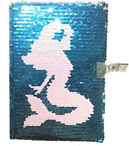 AlisaPrincessQ Magic Reversible Sequin Notebook Diary with Lock and Keys - Perfect Journal or Diary - Great Gifts for Girls Kids and Teens (Mermaid)