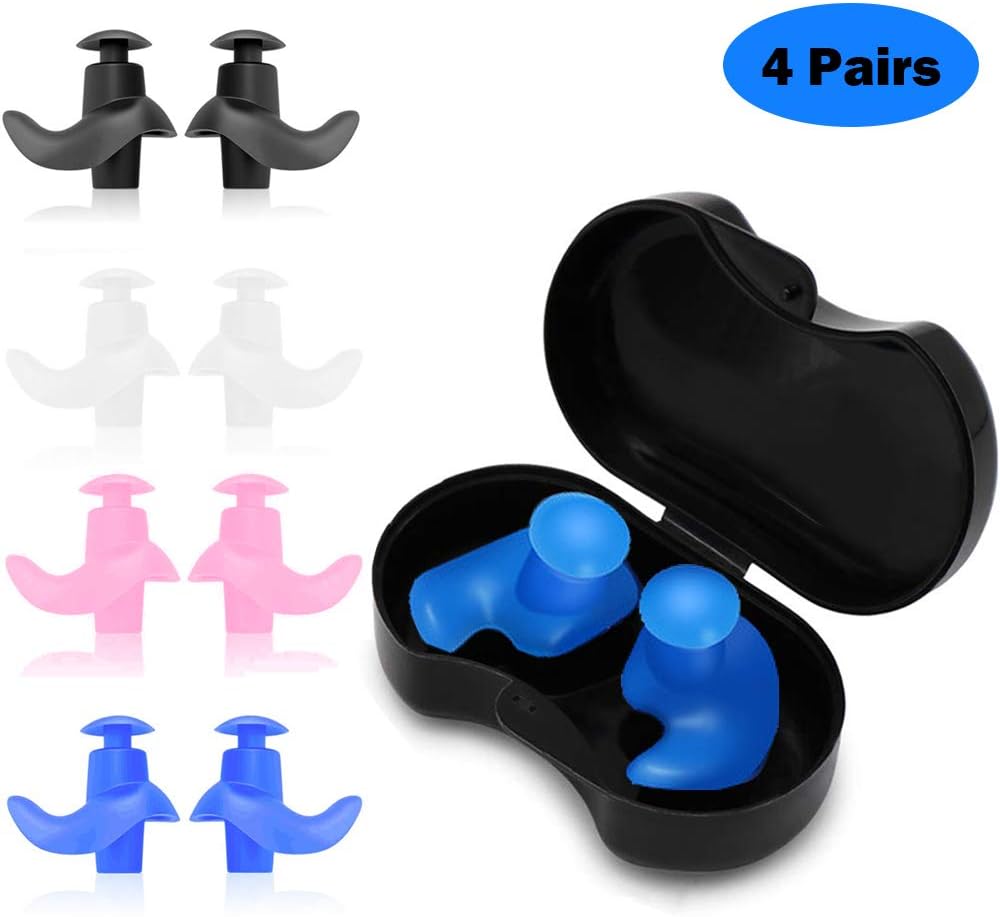 Tegutor Swimming Ear Plugs for Adults with Storage Case, 4