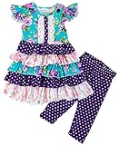 Angeline Boutique Girls Spring Summer Floral Tunic Capri Set - Girls Back To School Floral Outfit