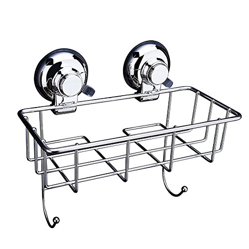 MOVEmen Strong Suction Cup Rack with Hook Kitchen Shower Caddy Suction Polished Stainless Steel Sucker Scrubby Holder Hook Up Shampoo Makeup Tableware Storage Rack Towel Rack Drain Rack - Thumbnail 6