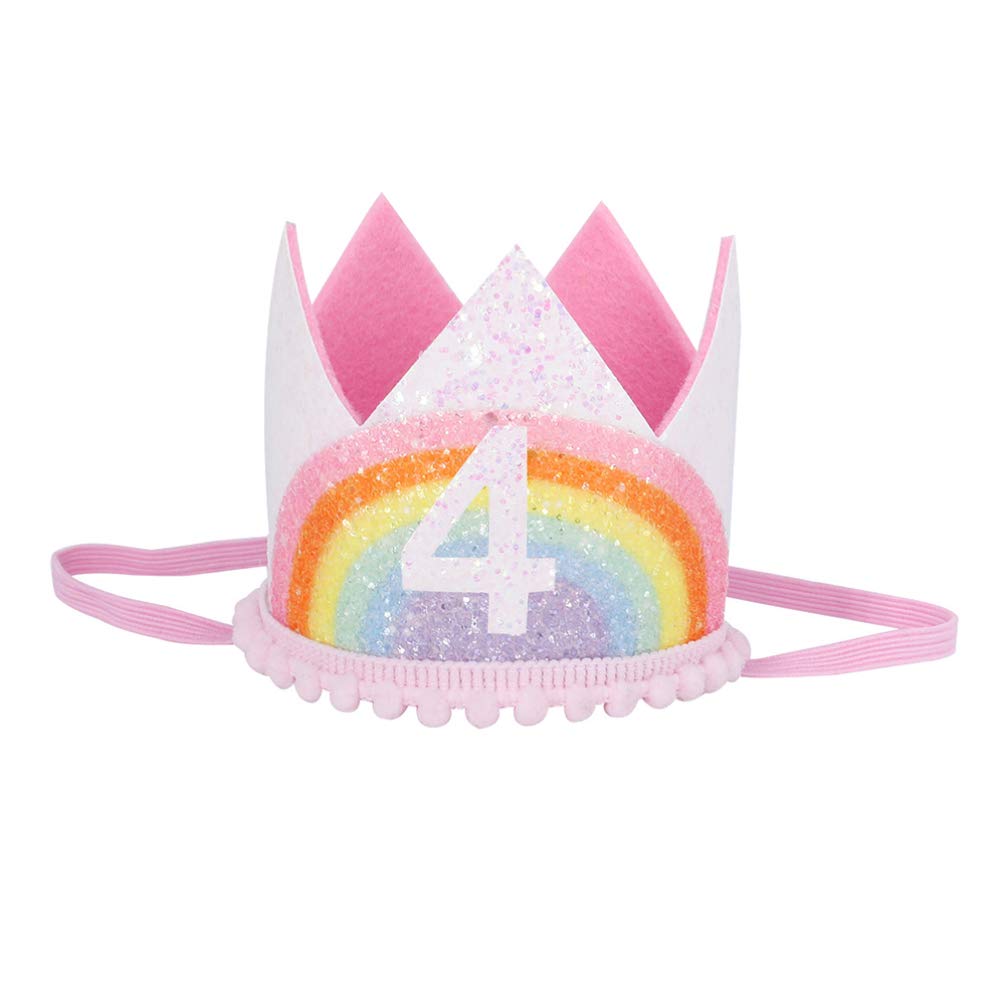 PRETYZOOM 4th Baby Number Birthday Cap Toddler Party Crown Hat Rainbow Birthday Hat Birthday Party Photo Booth Prop for Baby Boys Girls