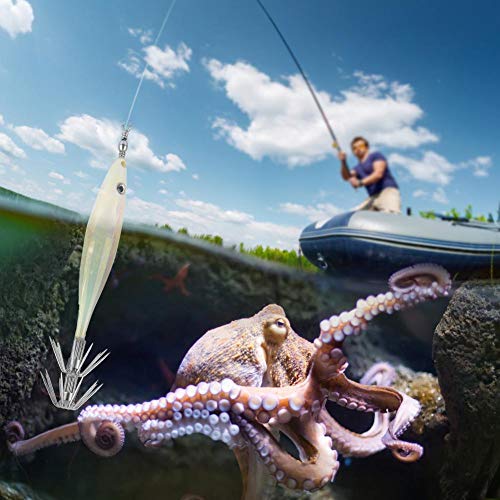 Huairdum Simulation Fishing Lure, Squid Hook Artificial Fish Bait Hook Wobbler Hard Tackle Bait Hook Crankbaits Swimbaits Boat Fishing Lures Set Fishing Accessory(#6)