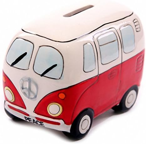 1Piece Gifts for Kid Ceramic Camper Van Coin Piggy Bank Fancy Camper Money Box Money Saving Box Bus Car Moneybox Red