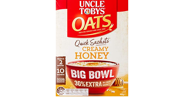 Amazon Com Uncle Toby S Oats 10 X Big Bowl 30 Extra Sachets Cream Honey