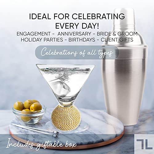 GEMELLO Gemezzi Stemless Martini Glasses Set of 2, Gold Stemless