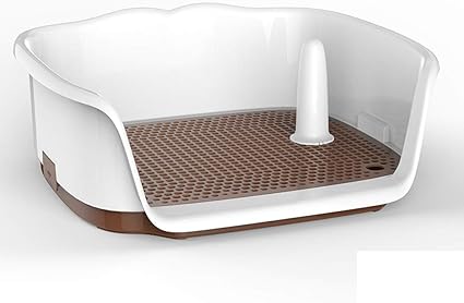 Amazon ペットトイレ トレー グリッドフェンス付き子犬トイレ 小型 中型犬用トイレ 屋内バスルームトイレベッド用ppプラスチックペットトイレ お手入れが簡単 飛散防止壁プレート付き コーヒー色 Jonrmec トイレトレー 通販