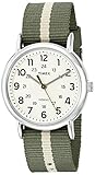 Timex Men's TW2P72100 Weekender Reversible Green/Tan Stripe Nylon Slip-Thru Strap Watch
