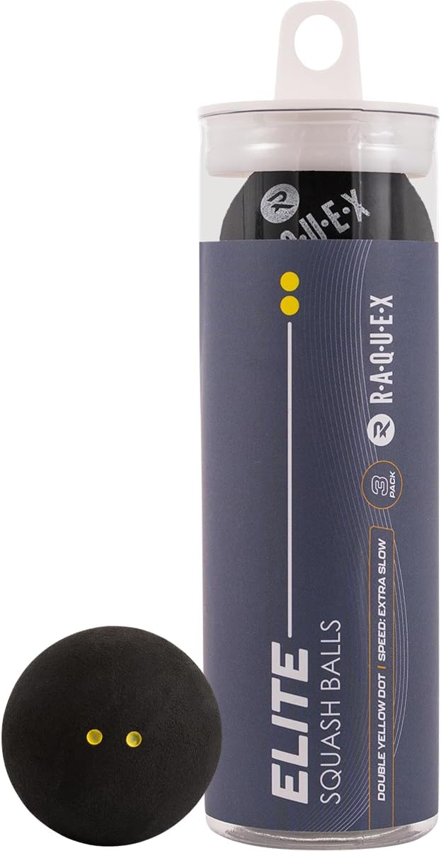 Raquex Squash Balls Elite Yellow Dot 4x Speed Intermediate Red Blue