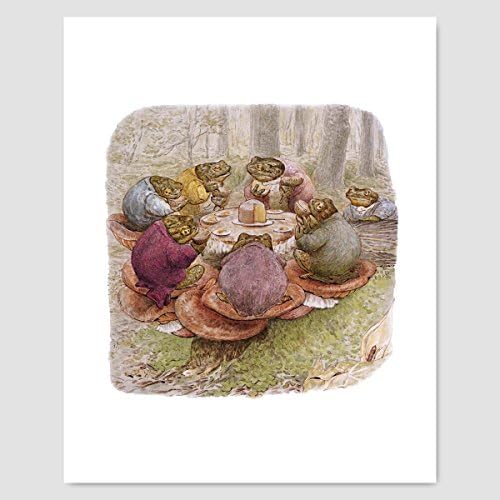 Toad Tea Party Art - Baby Boys Room, Little Girls Decor, Beatrix Potter Illustration - Unframed