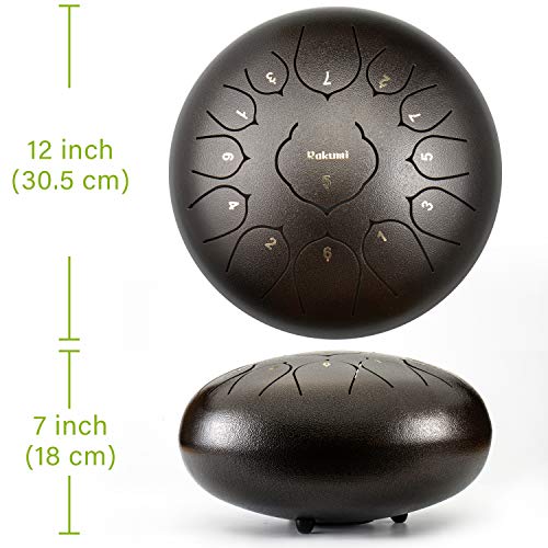 12 Inch 13 Note Steel Tongue Drum Percussion Instrument Lotus Hand Pan Drum with Drum Mallets Carry Bag