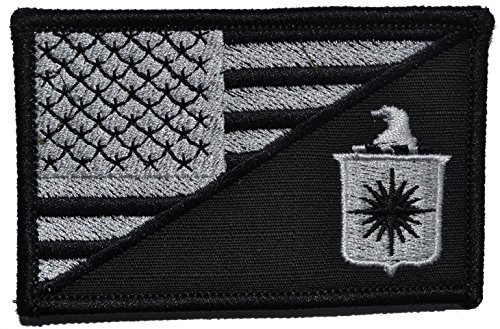 CIA Central Intelligence Agency USA Flag 2.25 x 3.5 inch Morale Patch (Black)