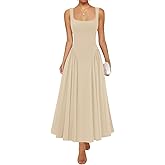 ZESICA Womens 2026 Summer Sleeveless Square Neck Sundress Casual Long Flowy A Line Beach Vacation Maxi Dresses