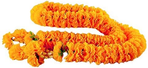 wonderflowers Big Size 1.70 Meter Artificial Yellow Marigold Garland for Make A Wish