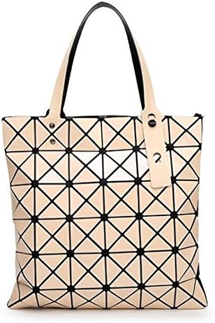 Handbags Bao Bao Laser Geometric Diamond Shape Silica Gel Sliver Paint Patchwork Tote Women Shoulder Bag Baobao Beige one Size