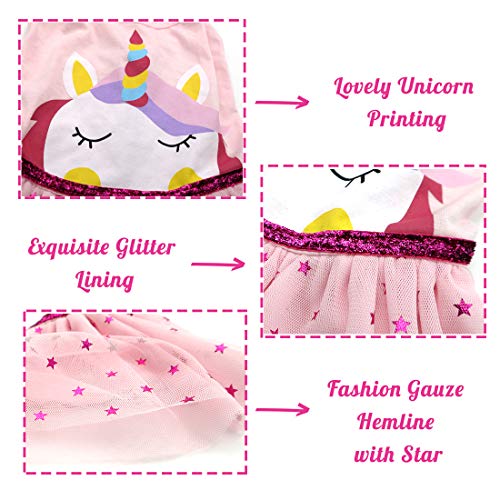 KYEESE Dog Dresses Unicorn Pink Dog Party Dress for Small Dog Sundress