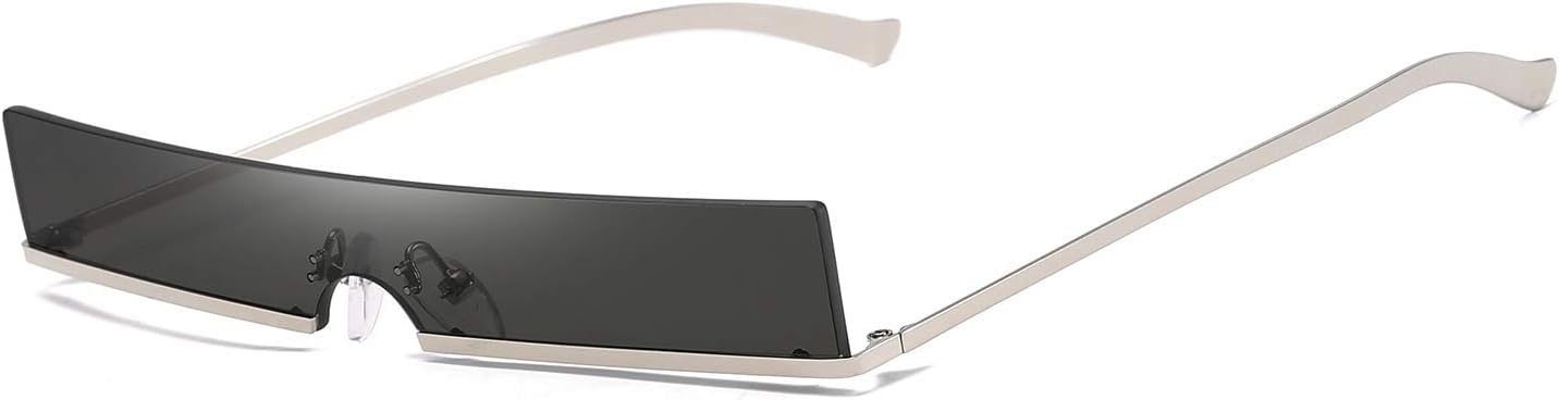 Armear Trendy Tiny Rimless Rectangle Sunglasses Slim Rectangular