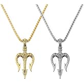 HomeSoGood 2PCS Mens Trident Neptune Pendant Necklaces Stainless Steel Hip Hop Punk Ancient Statement Necklace Jewelry Gift for Men