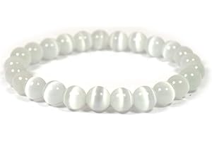 Reiki Crystal Products Natural Selenite Bracelet 8mm for Reiki Healing and Vastu Correction Protection Concentration Spirituality and Increasing Creativity