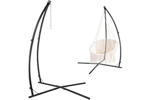 AthLike Hammock Swing Stand, Hanging Chair C-Stand, Outdoor Solid Steel Heavy Duty Stands Only Construction w/Buckle & Spring Hook, for Indoor, Air Porch, Tree Tent, Lounger, Patio, Deck, Yard 330 lbs