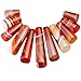 SUNYIK Sardonyx Agate Loose Bead,for Jewelry Makings,Bar Shileds Stone,11Pcs/Set