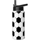 Hqhzaha Soccer Water Bottle 18oz Insulated Sports Water Bottles Soccer Gifts for Men Women Gift for Coach Lovers Fan Players Stuff Accessories for Boys Girls