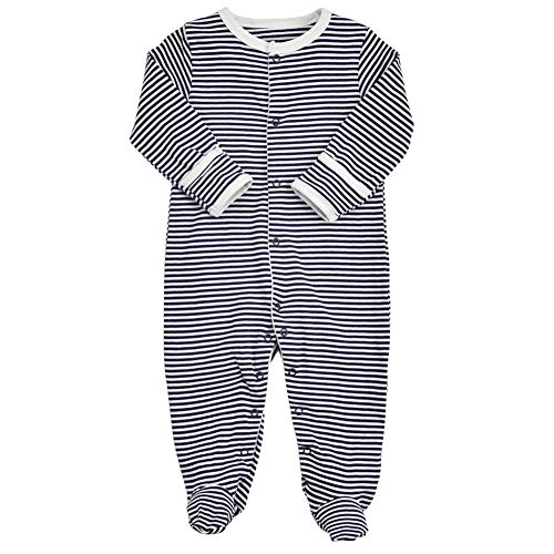 Baby Footed Pajamas with Mittens - 3 Packs Boys Baby Footie Onesies Sleeper Newborn Cotton Sleepwear Infant Outfits (3-6 Months, Grey/Stripe/Excavator) - Thumbnail 2
