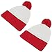 Waldo Costume Red White Pom Pom Cuff Knit Beanie Hat (One Size, 2 Pack)