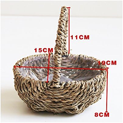 Endlless Hand-Woven Natural Straw and Willow Basket Wicker Flower Pots Flower Wall Hanging Flowerpot Hanging Basket Rustic Rattan Hanging Wall Basket-10