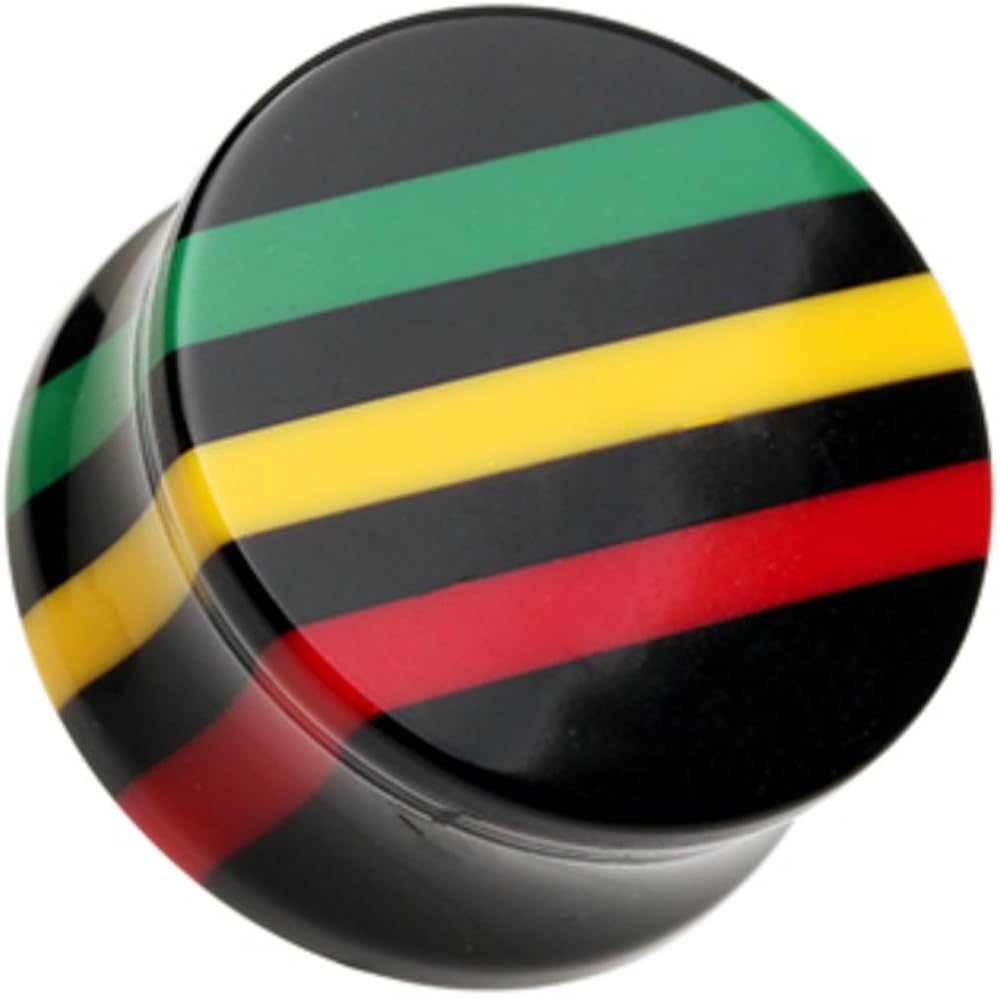 WildKlass Jewelry Women's Rasta Jamaican Ear Gauge Plug 9 16" (14mm