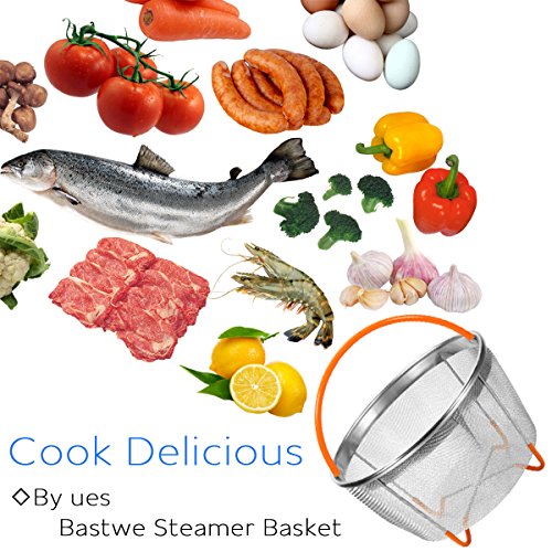 Bastwe Steamer Basket for Instant Pot Accessories 6.5 QT, 304 18/8 Stainless Steel Egg Basket Mesh Strainer with Silicone Handle, Fits for 5/6/8 QT Instant Pot or Other Pressure Cooker - Thumbnail 4