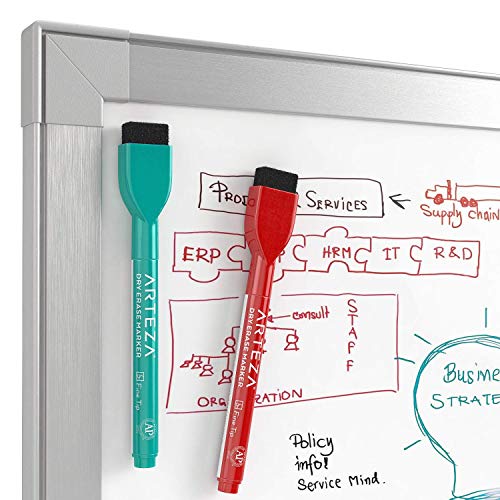 ARTEZA Dry Erase Markers with Eraser, Pack of 60, Fine Tip, 12
