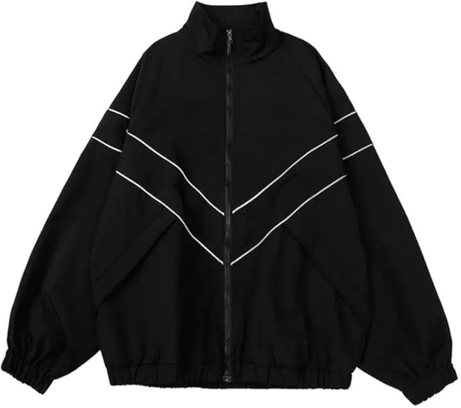 Photo 1 of Pbkabiug Vintage Women Jackets Hip Hop Style Patchwork Windbreak Unisex Streetwear Lightweight Jackets Bomber Jackets (Black 2,XL,X-Large)