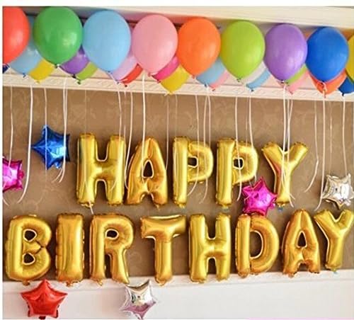 Fashionanna Cute Gold Alphabet Letters Balloons Happy Birthday Party Decoration Aluminum Foil Membrane Ballon