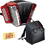 Hohner Rayo 31-Button Diatonic Accordion - Keys G/C/F Bundle with Gig Bag, Straps, and Austin Bazaar Polishing Cloth