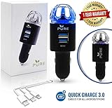 Car Air Purifier 3in1 Premium Stainless Steel Air Filter Ionizer w/Dual USB Quick Charge 3.0 USB-Eliminate Allergens Odor Smell, Smoke, Pets, Pollen Mold Bacteria w/Anti-Microbial Deodorizer