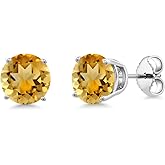 Gem Stone King 2-4 Cttw Round Gemstone Birthstone Stud Earrings For Women Men | 925 Sterling Silver | Round 7MM | Fine Jewelry Gifts for Her Mom Women Wife Men